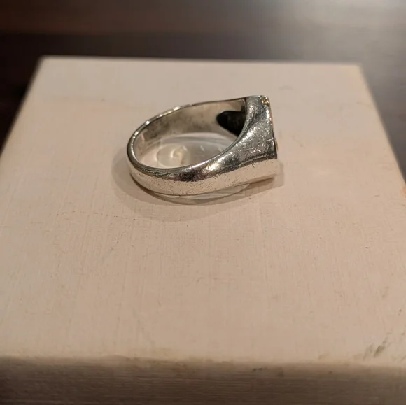 RETIRED James Avery Sterling Silver 14k Gold Heart Cross Ring Size 5.5 - Picture 4 of 8